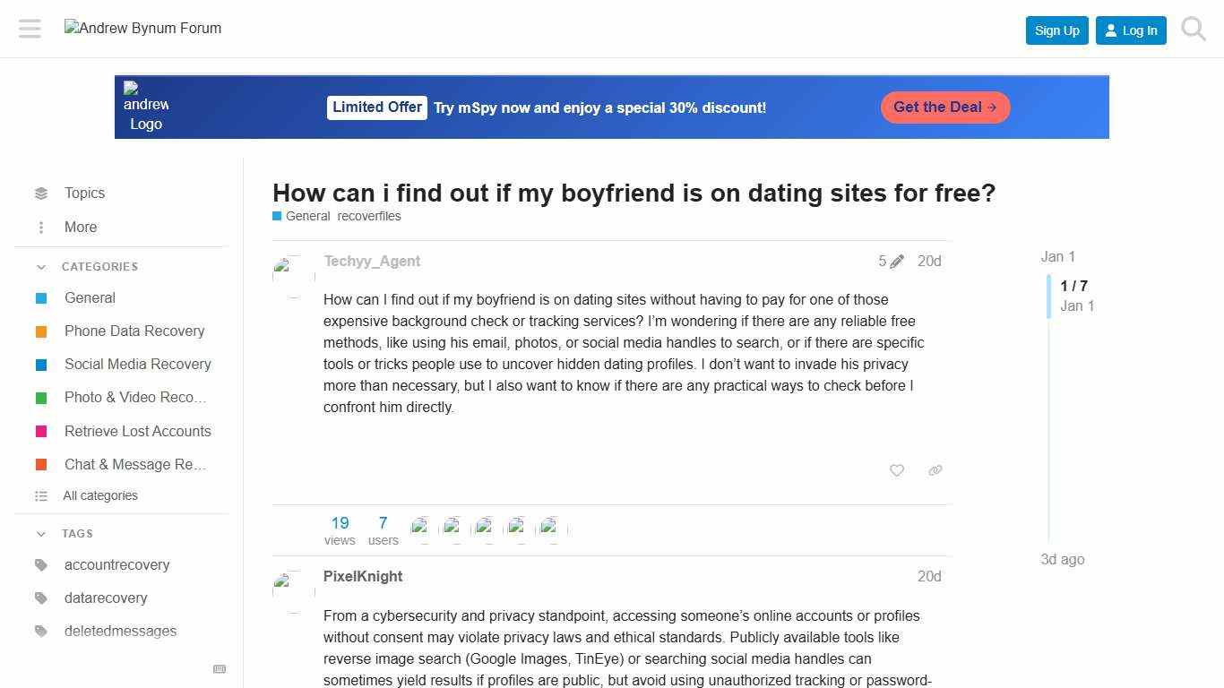 How can i find out if my boyfriend is on dating sites for free? - Andrew Bynum Forum