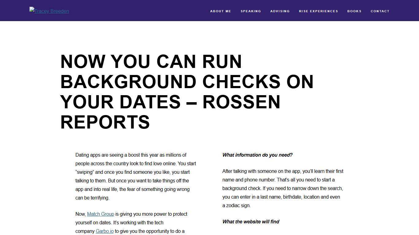 Now You Can Run Background Checks On Your Dates – Rossen Reports – Tracey Breeden
