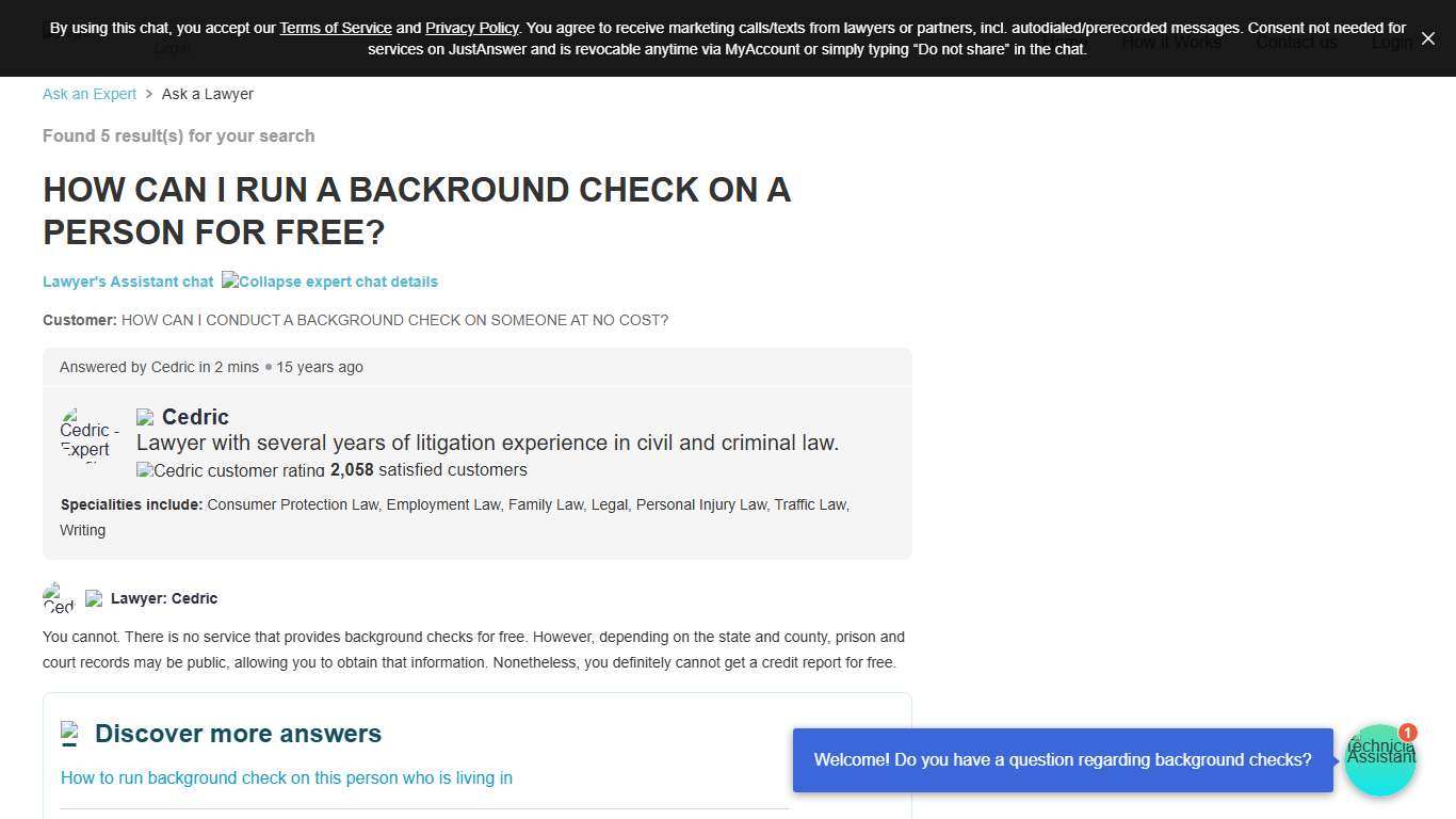 HOW CAN I RUN A BACKROUND CHECK ON A PERSON FOR FREE?